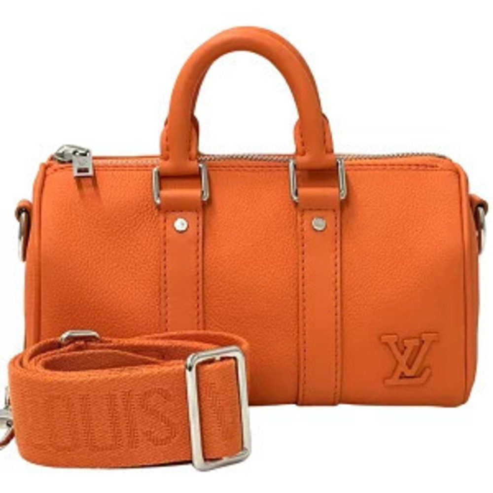 Louis Vuitton Bag Aerogram Handbag Shoulder Leather Keepall Volcano Orange